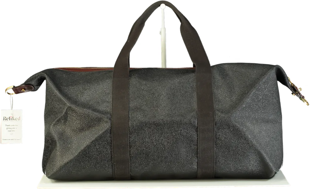 Mulberry Black / Tan Scotchgrain Leather Travel Weekend Bag