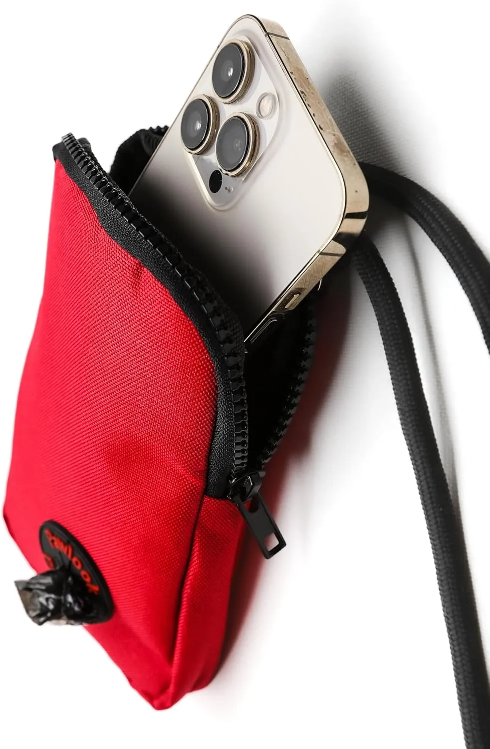 Pawlook Hands-Free Dog Walking Pouch  Waterproof Crossbody with Phone & Treat Storage  Poop Bag Dispenser, Matches Pawlook Backpack & Raincoat  Compact Dog Walking Phone Bag (Red)