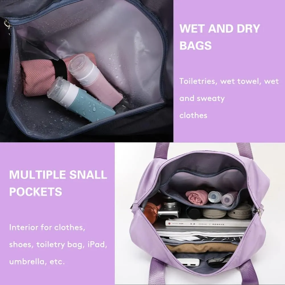 Ranslen Large Capacity Folding Travel Bag,Expansion Travel Duffel Bag with Dry and Wet Separation Portable Travel Duffel Bag
