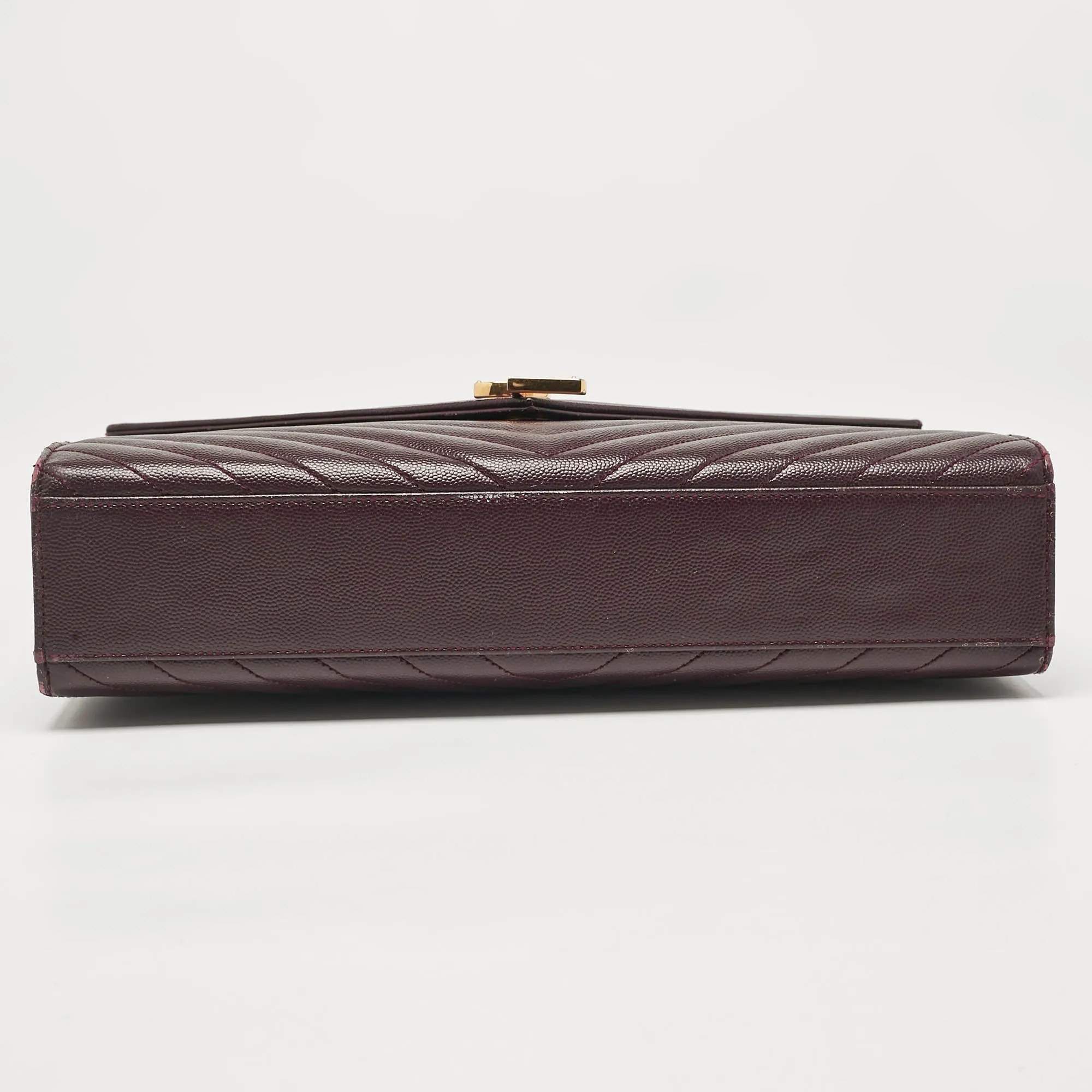 Saint Laurent Burgundy Chevron Leather Large Monogram Envelope Shoulder Bag