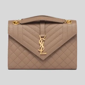 SAINT LAURENT YSL Envelope Medium In Mix Matelasse Grain De Poudre Embossed Leather Taup 600185BOW91
