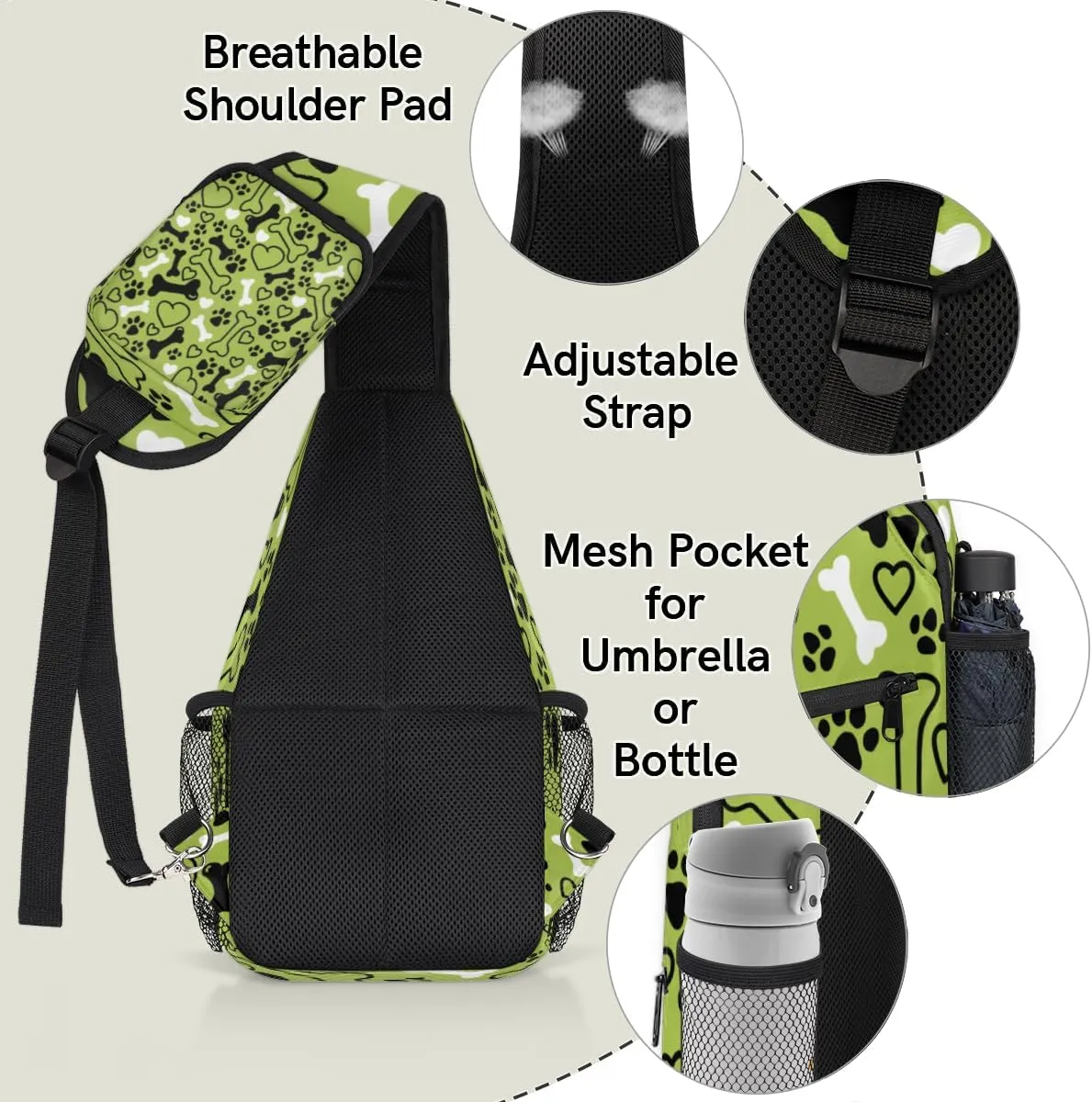 Sling Bag for Women Men Chest Shoulder Backpack Multipurpose Crossbody Bag Lightweight Travel Hiking Daypack