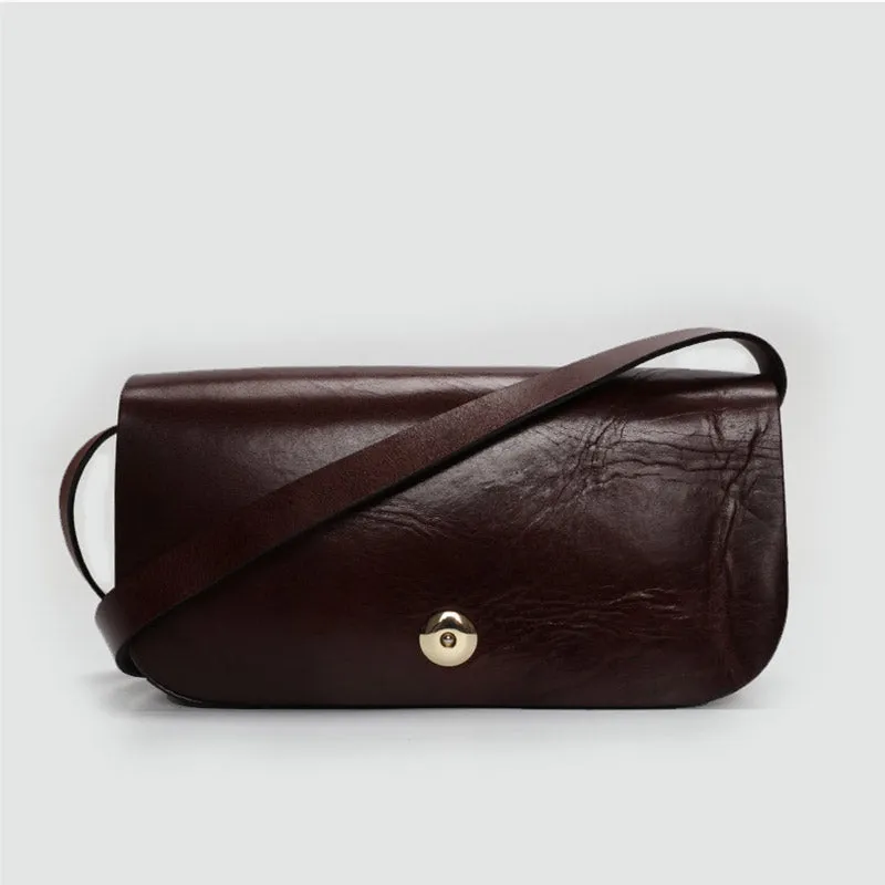 Small Womens Tan Leather Flap Crossbody Satchel Bag Purse Shoulder Bags for Women