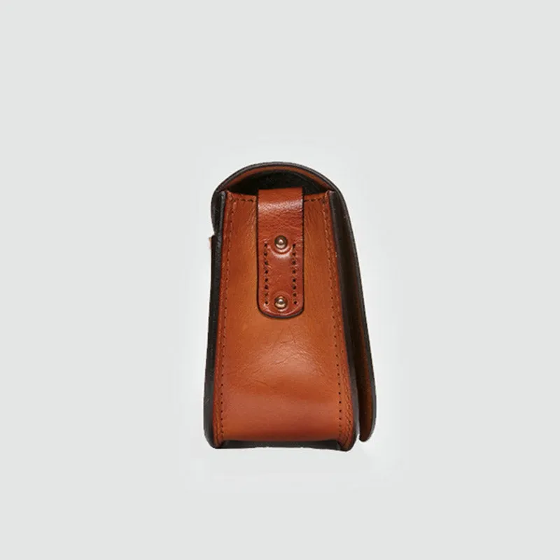 Small Womens Tan Leather Flap Crossbody Satchel Bag Purse Shoulder Bags for Women
