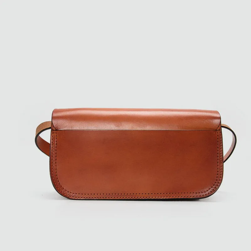 Small Womens Tan Leather Flap Crossbody Satchel Bag Purse Shoulder Bags for Women