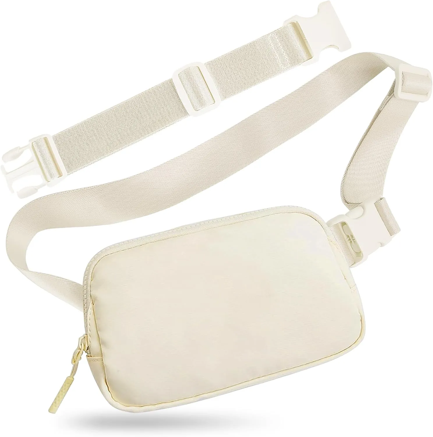 Titosha Belt Bag with Extender Strap 65'', Plus Size Fanny Pack Crossbody Bags for Women Men, Mini Everywhere Belt Bag, Fashion Small Waist Pouch (Beige   strap)