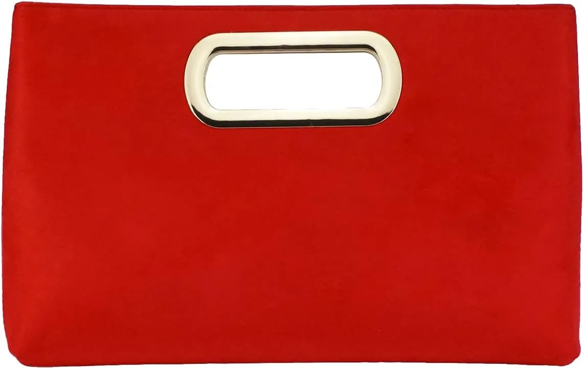 Top Handle Faux Suede Clutch