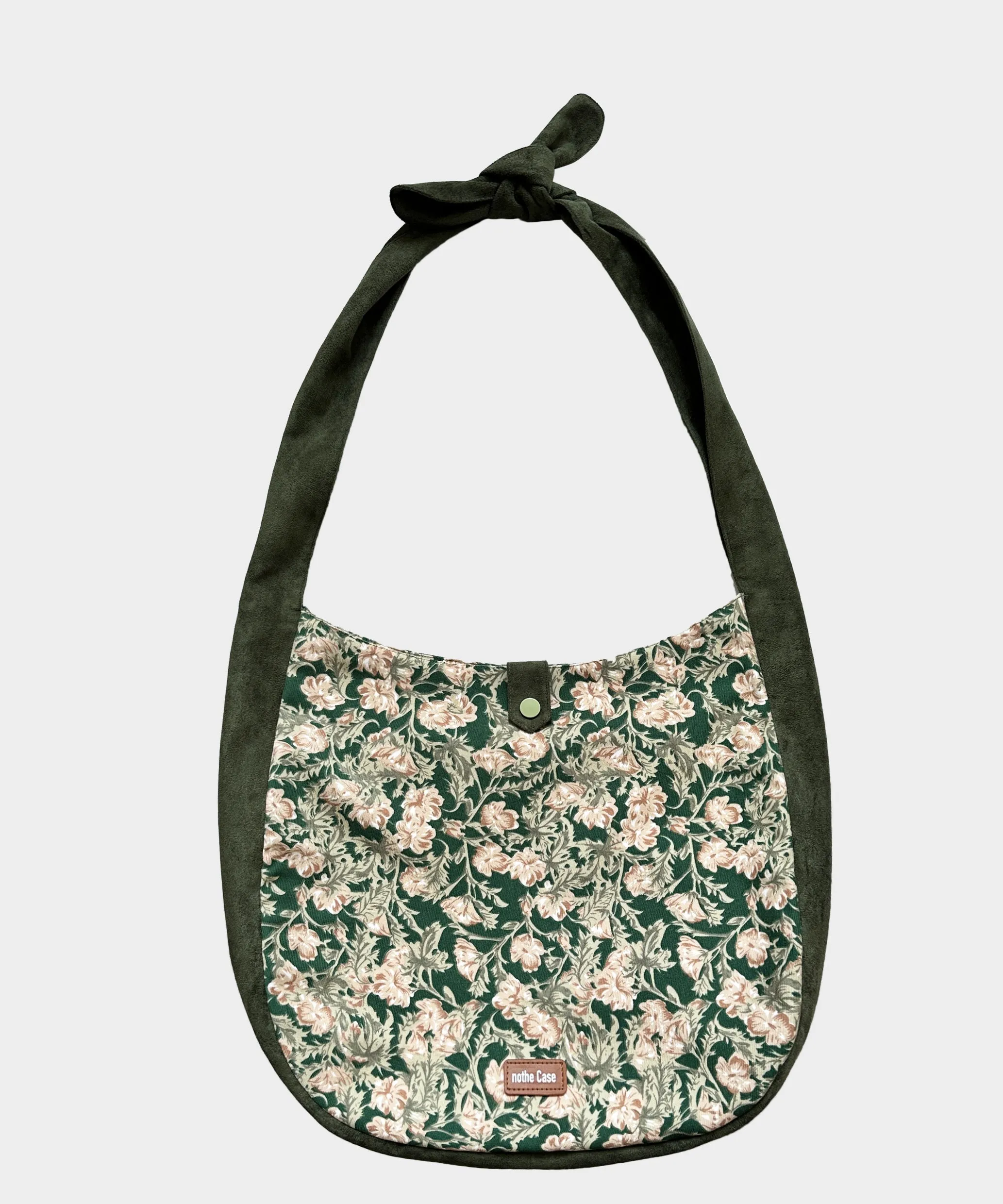 Vintage Green Print Patchwork Velour Satchel Handbag LY1769