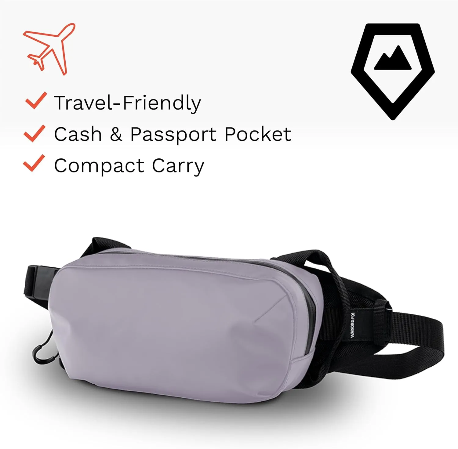 WANDRD All-New D1 Fanny Pack - Crossbody Carry Bag for Hiking, Traveling, Festivals, Sports, and More - Weather-Resistant for Phones, Wallets, Keys, and Camera (Uyuni Purple)