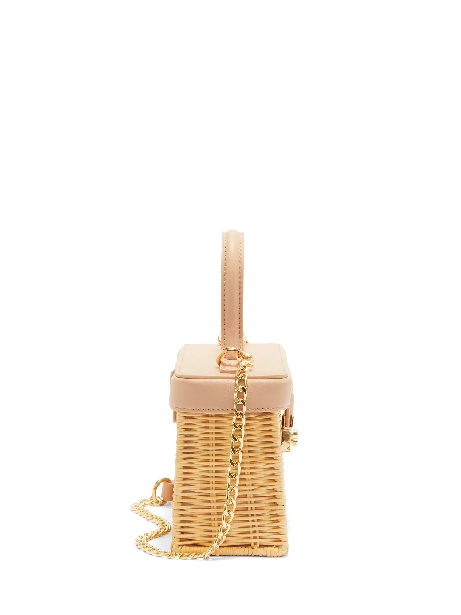 Wicker Turnlock Top-Handle Bag