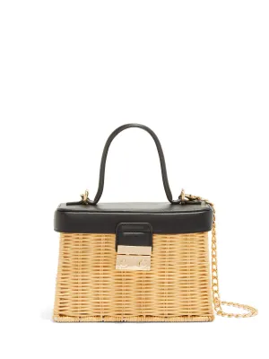 Wicker Turnlock Top-Handle Bag