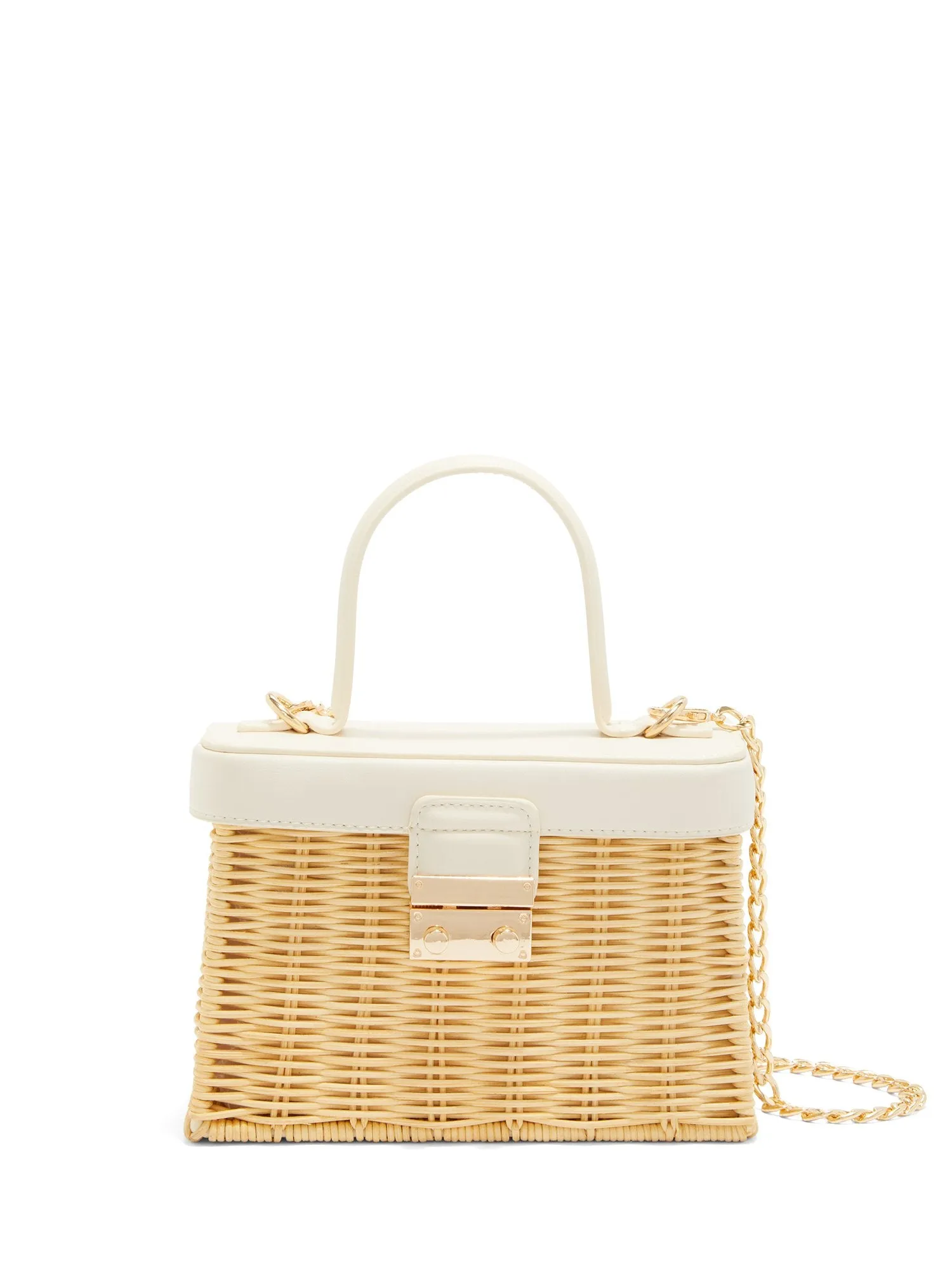 Wicker Turnlock Top-Handle Bag