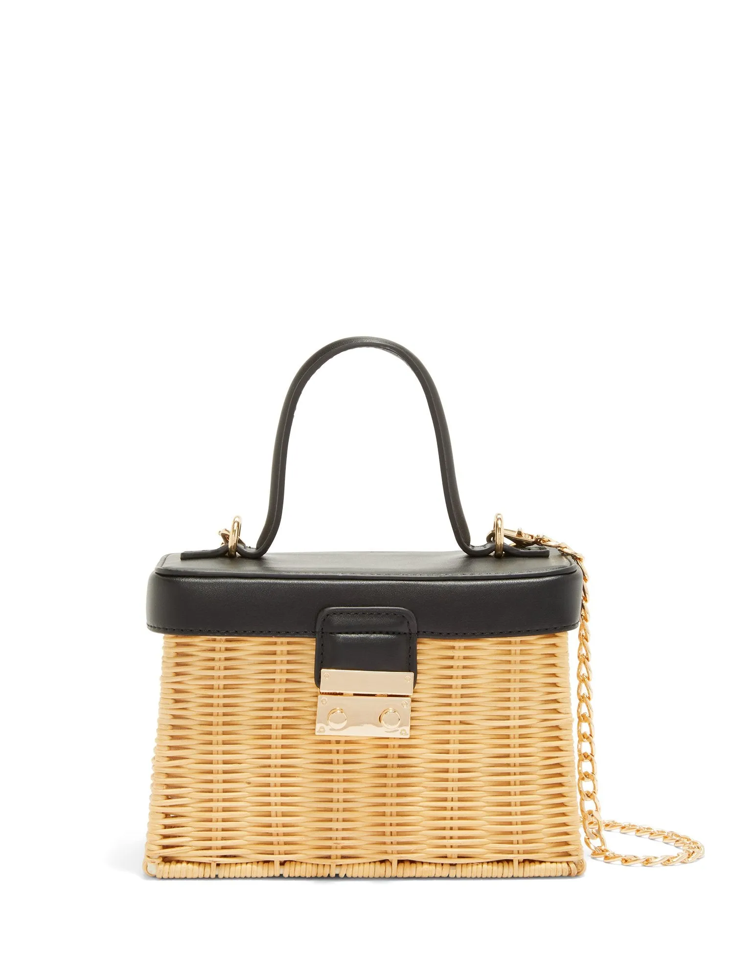 Wicker Turnlock Top-Handle Bag
