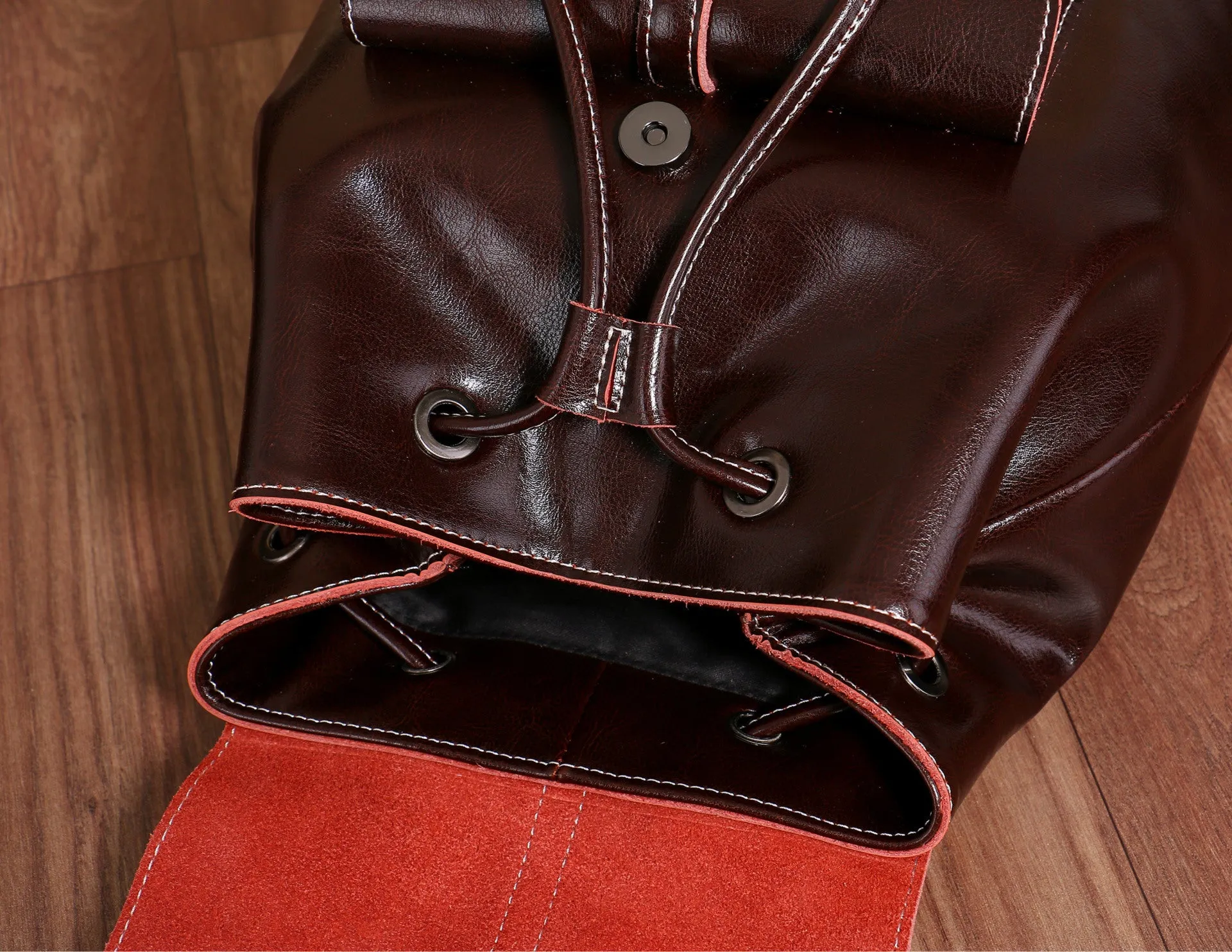 YAAGLE Women Wax Leather Drawstring Backpack YG9912D