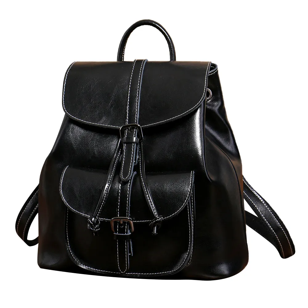 YAAGLE Women Wax Leather Drawstring Backpack YG9912D