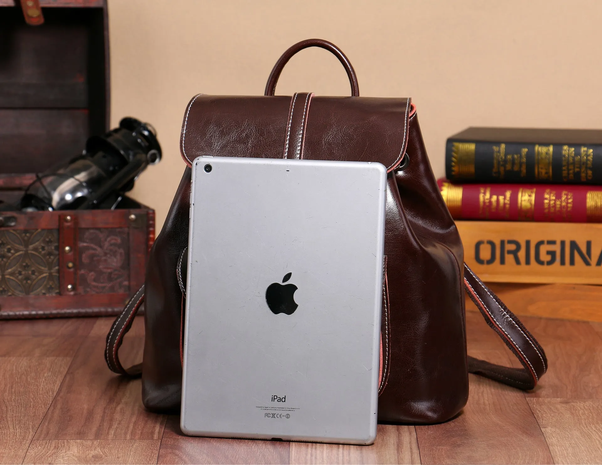 YAAGLE Women Wax Leather Drawstring Backpack YG9912D