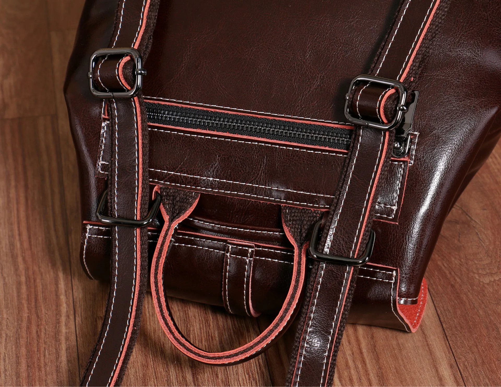 YAAGLE Women Wax Leather Drawstring Backpack YG9912D