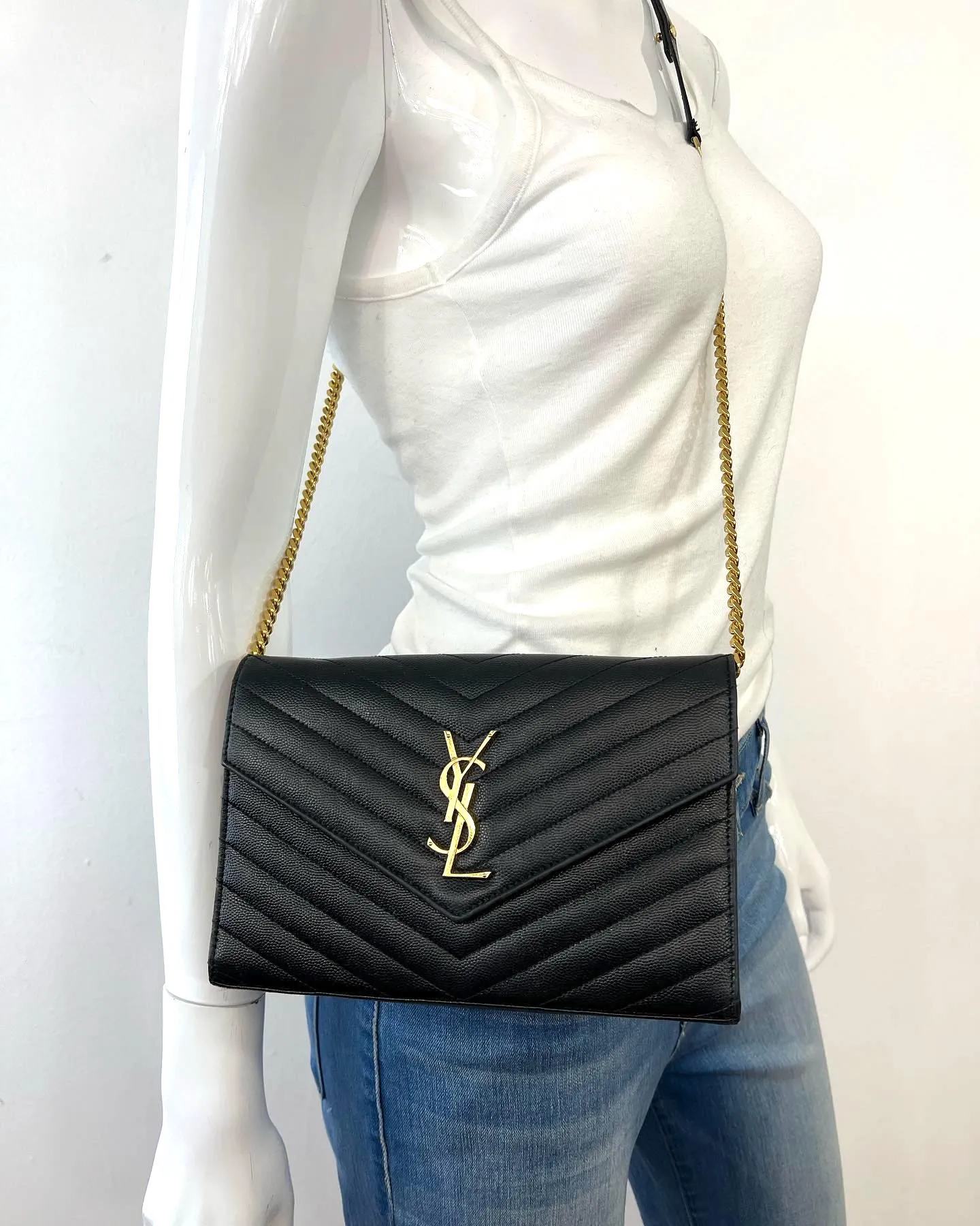 YSL CASSANDRE MATELASSE GRAIN DE POUDRE LEATHER CHAIN BAG