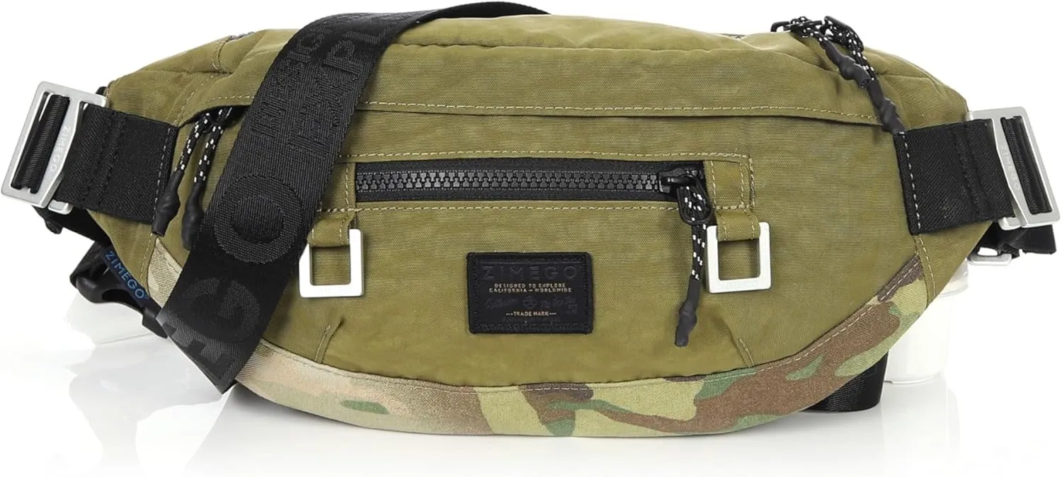 ZIMEGO Tactical Crossbody Sling Bag Waist Fanny Pack  Perfect for Travel and Short Trip, Olive