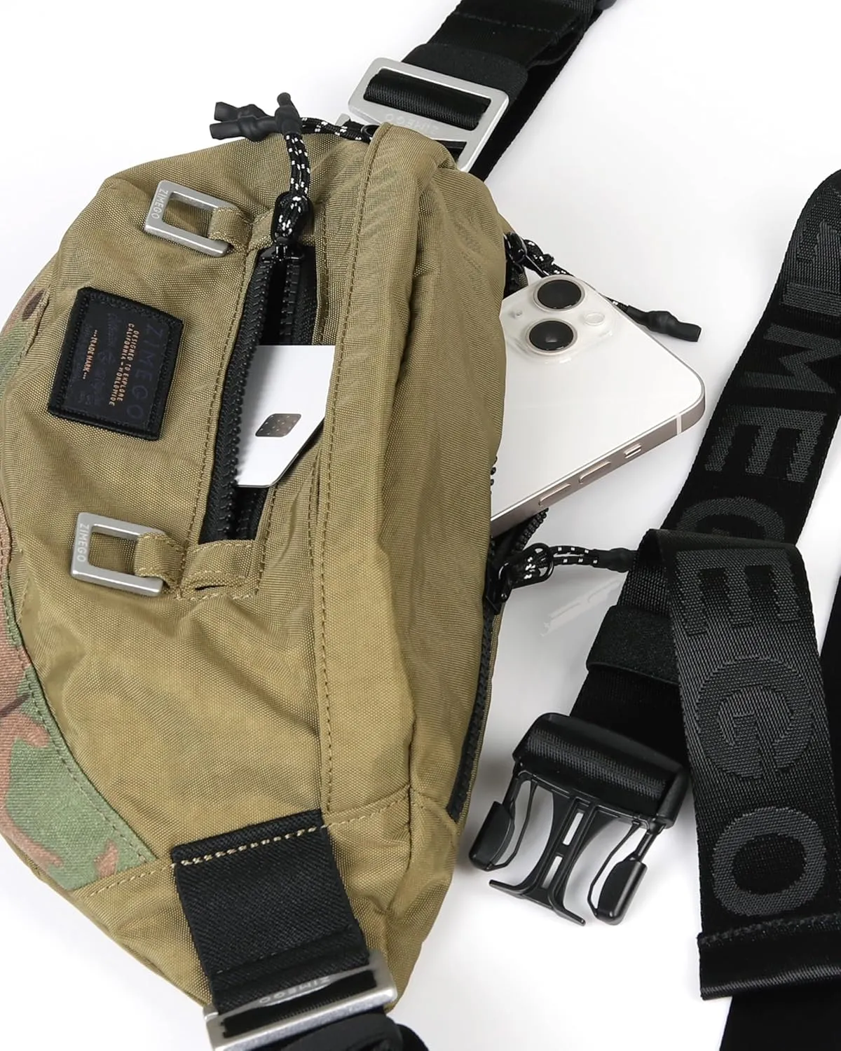 ZIMEGO Tactical Crossbody Sling Bag Waist Fanny Pack  Perfect for Travel and Short Trip, Olive